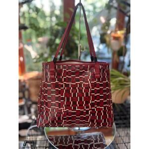 SALVATORE FERRAGAMO Red/Black/White Logogram PVC/Leather bag